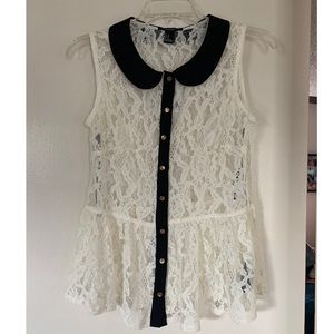 Lace Blouse with Collar